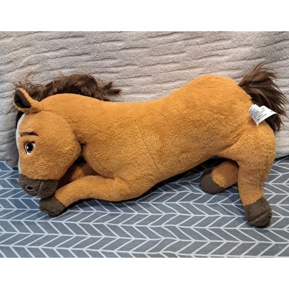 DreamWorks Spirit Untamed Plush Horse Tan Brown Mane Lying Down Just Play 15"